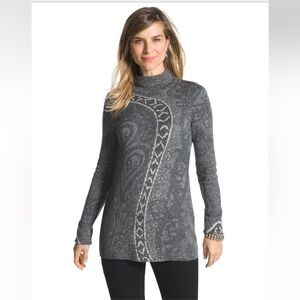New Chico’s Ishani Gray Sweater rhinestone sparkling pullover Chico’s top